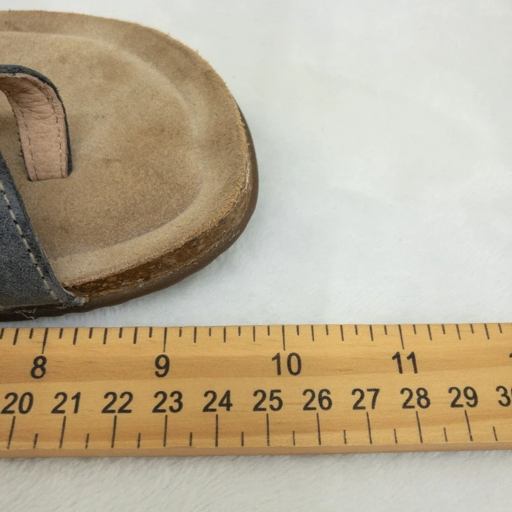 Taos Perfect Sandals Womens 7 Gray Leather Strappy Adjustable Comfort Thong